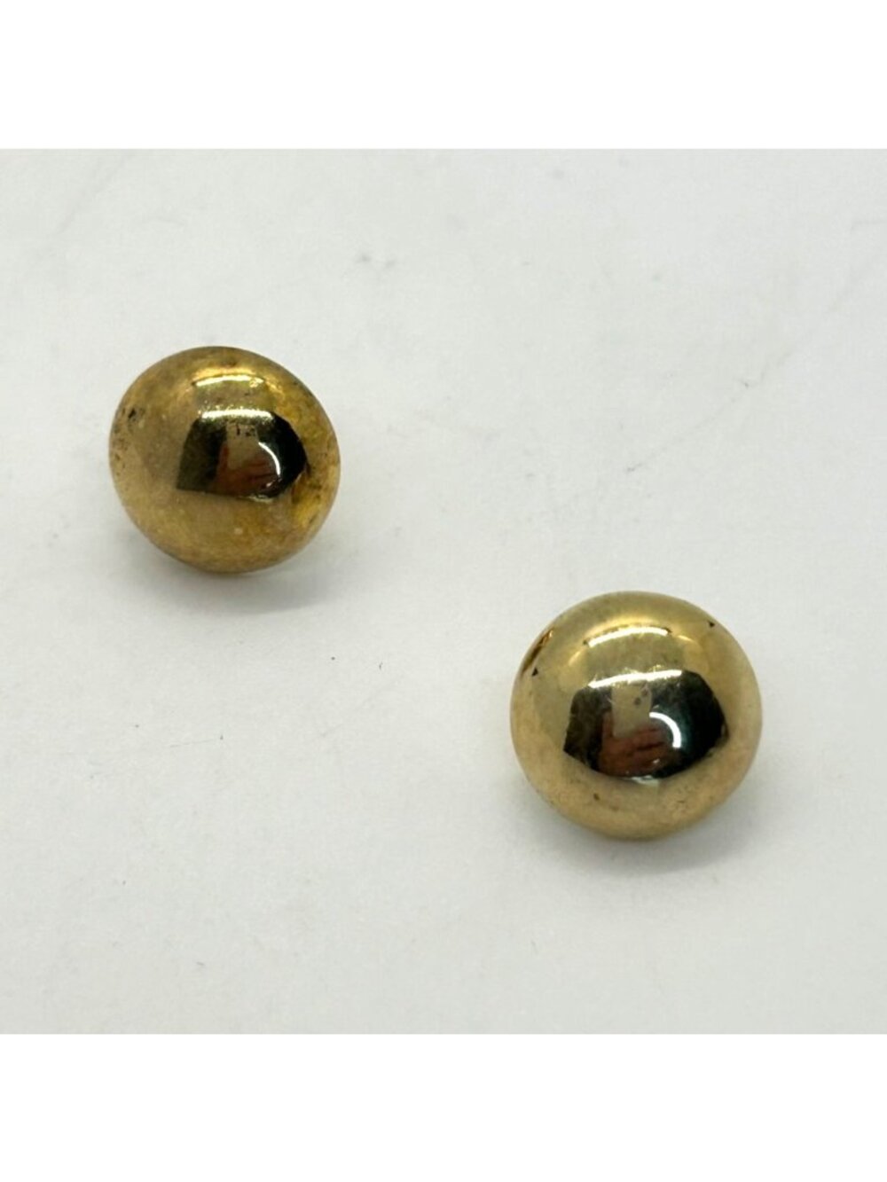 Gold Vermeil Over Sterling Silver Puffy Round Earrings 925 For Women Vintage REA - Picture 2 of 7